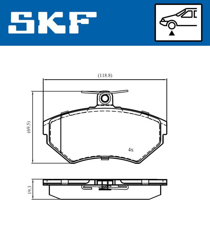 Jogo de 4 pastilhas de travão SKF ref. VKBP 81011